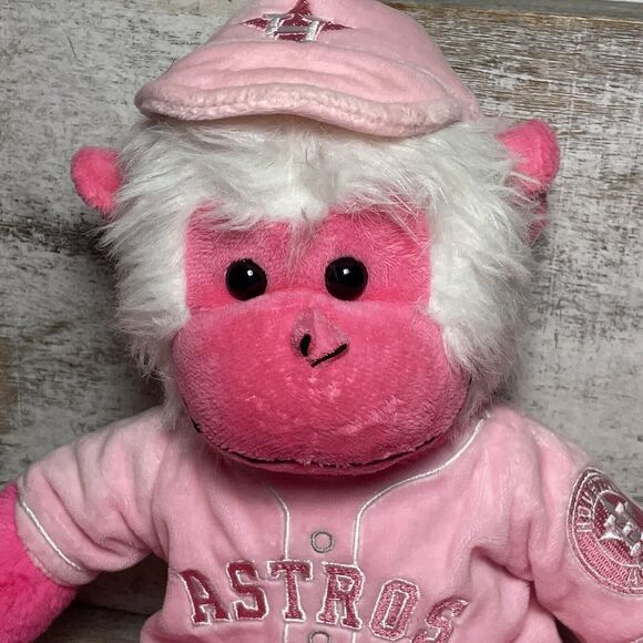 MLB Houston Astros Baseball Rally Monkey Stuffed Plush Doll 18" Pink FOCO - Picture 9 of 16